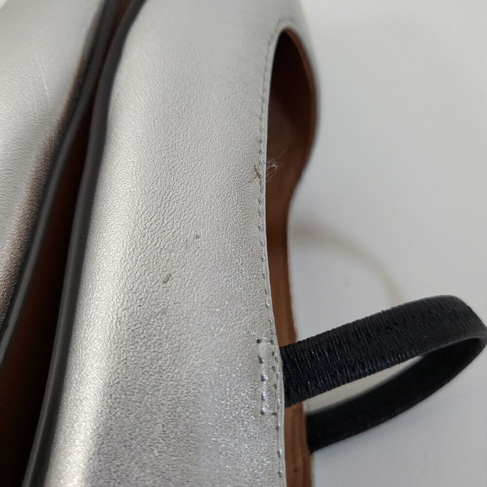 Madewell Silver Leather Ballet Flats with Black Strap - Picture 9 of 16